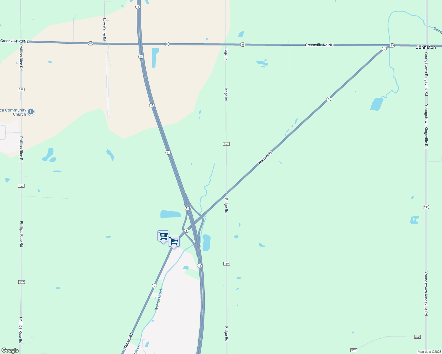 map of restaurants, bars, coffee shops, grocery stores, and more near 5681 Ridge Rd in Cortland