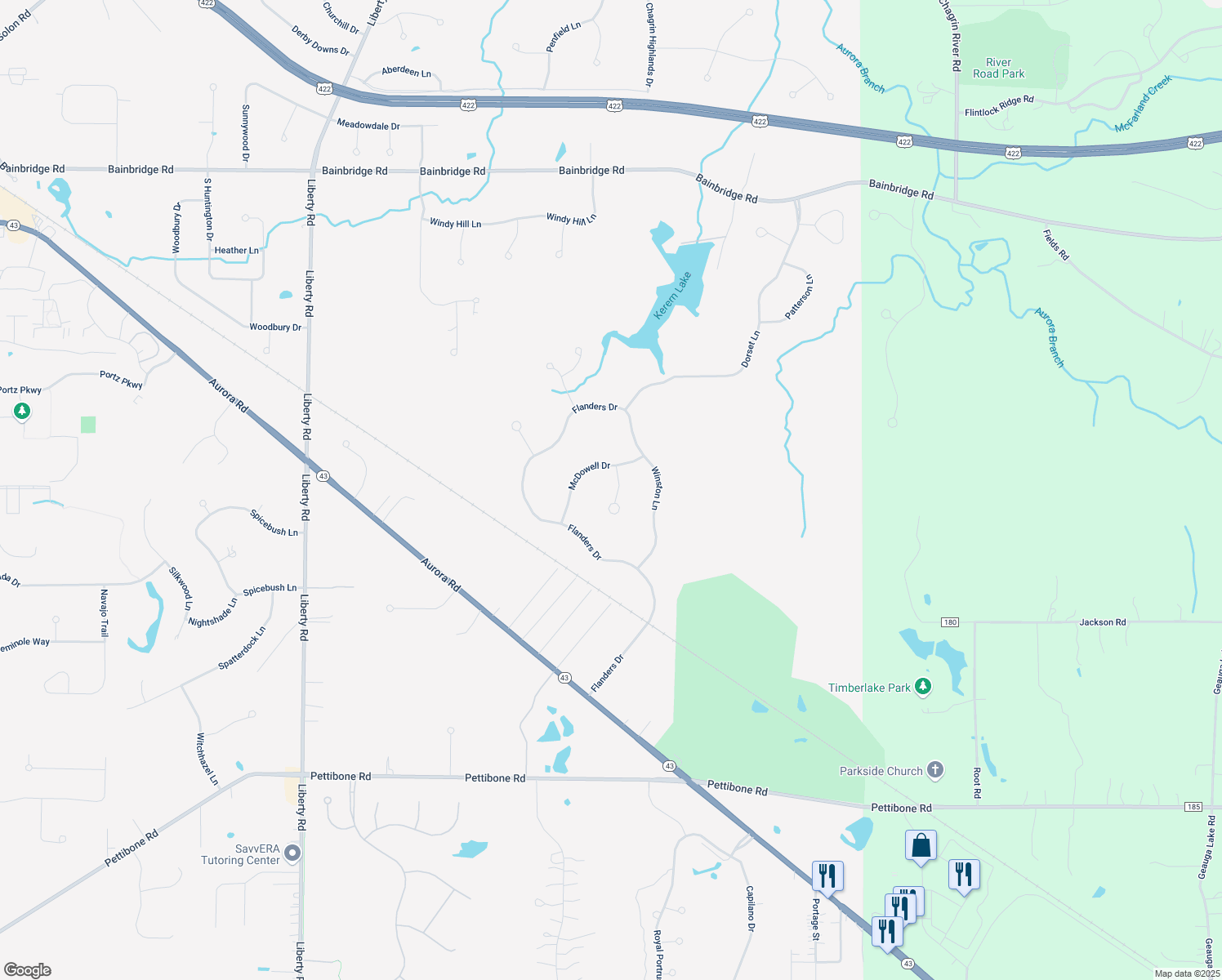 map of restaurants, bars, coffee shops, grocery stores, and more near 6670 Brandamore Ct in Solon