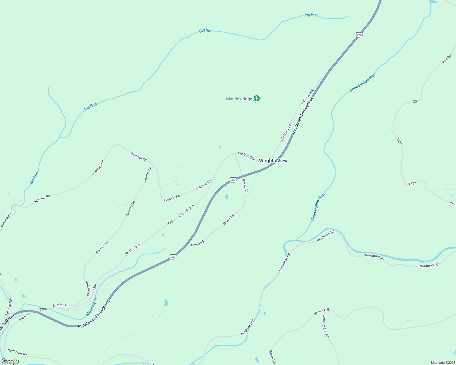 map of restaurants, bars, coffee shops, grocery stores, and more near Appalacian Throughway in Muncy Valley