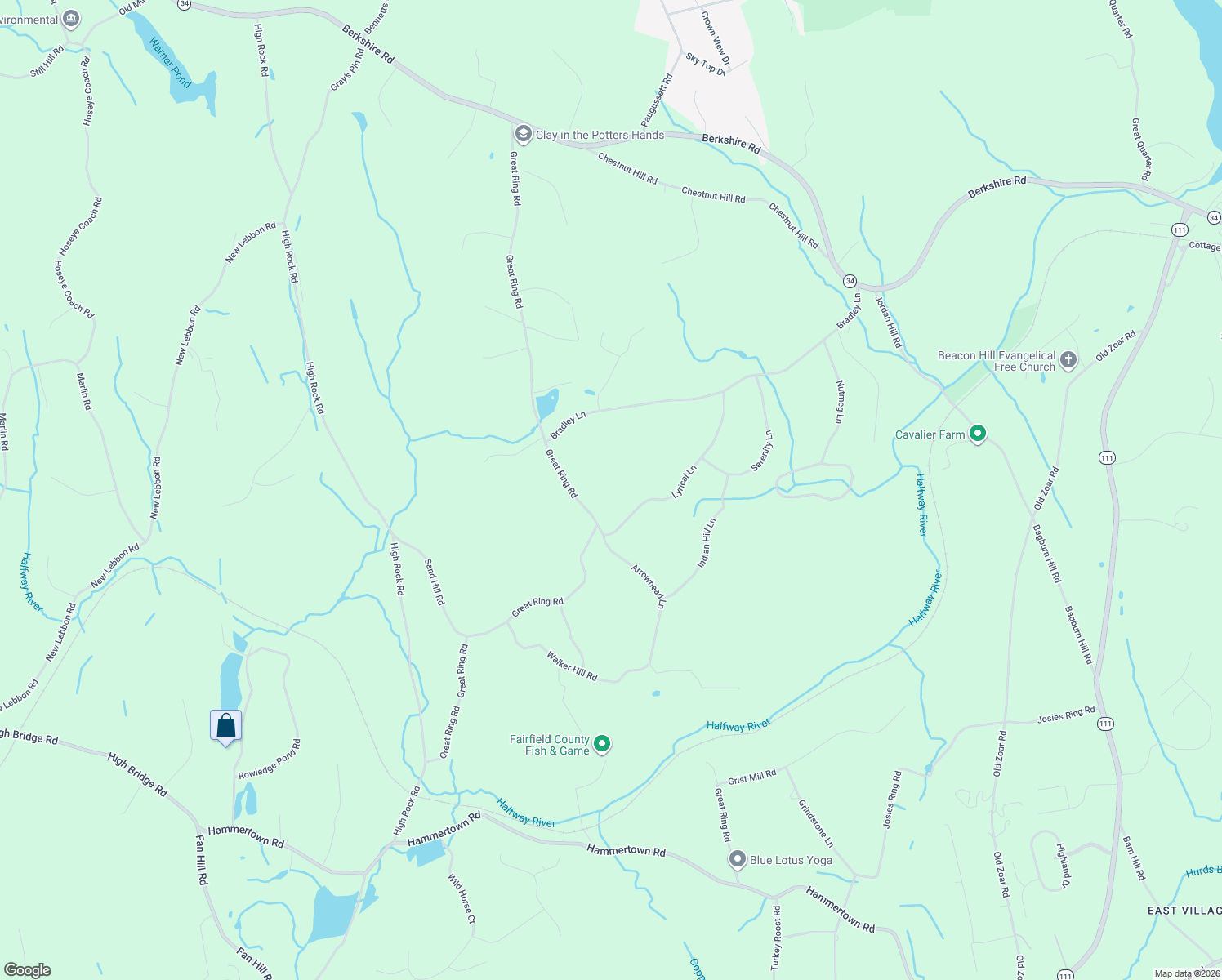 map of restaurants, bars, coffee shops, grocery stores, and more near 59 Great Ring Road in Newtown