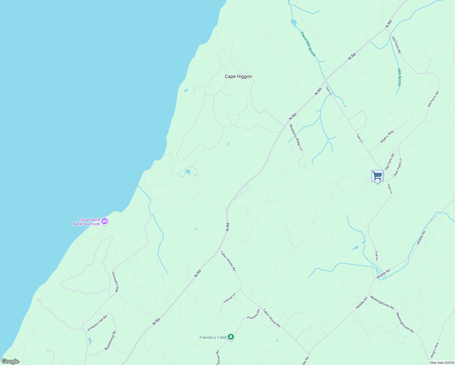 map of restaurants, bars, coffee shops, grocery stores, and more near 215 North Road in Chilmark