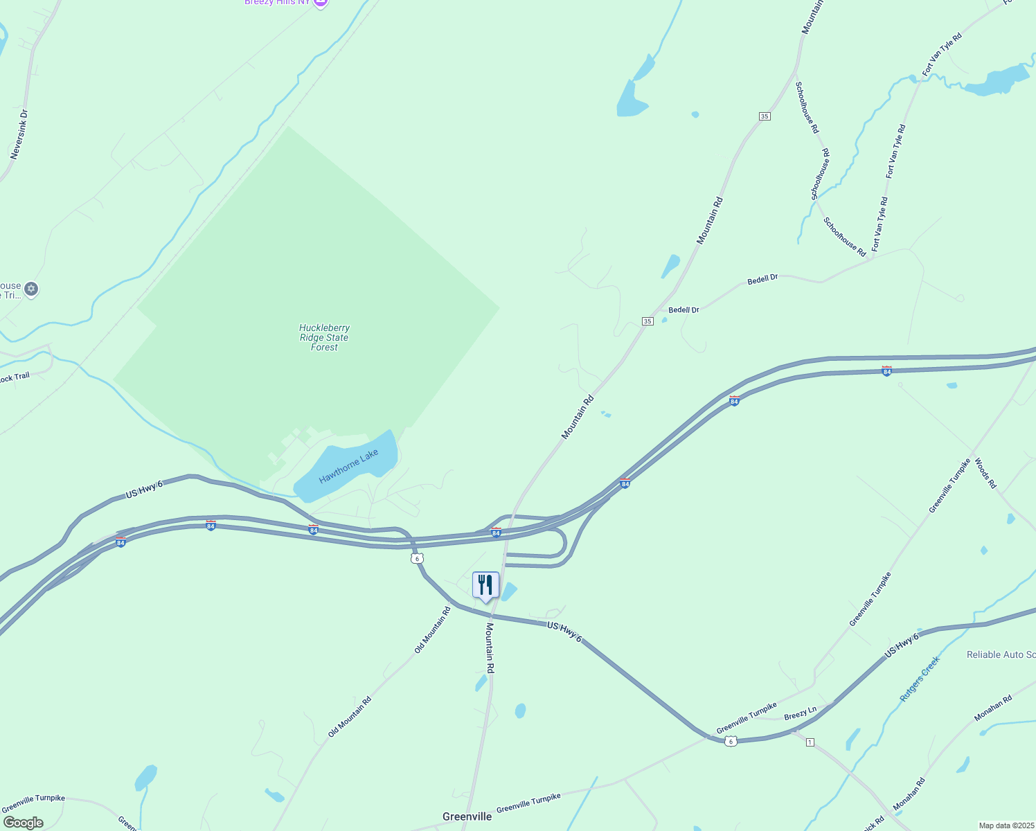 map of restaurants, bars, coffee shops, grocery stores, and more near 783 Mountain Road in Port Jervis