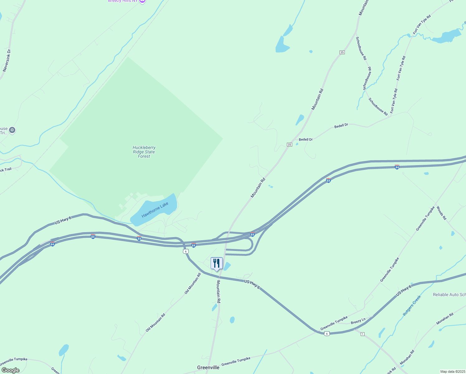 map of restaurants, bars, coffee shops, grocery stores, and more near 783 Mountain Road in Port Jervis