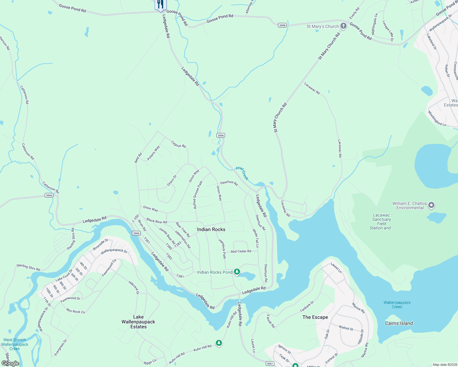 map of restaurants, bars, coffee shops, grocery stores, and more near 145-185 Deerfoot Road in Lake Ariel