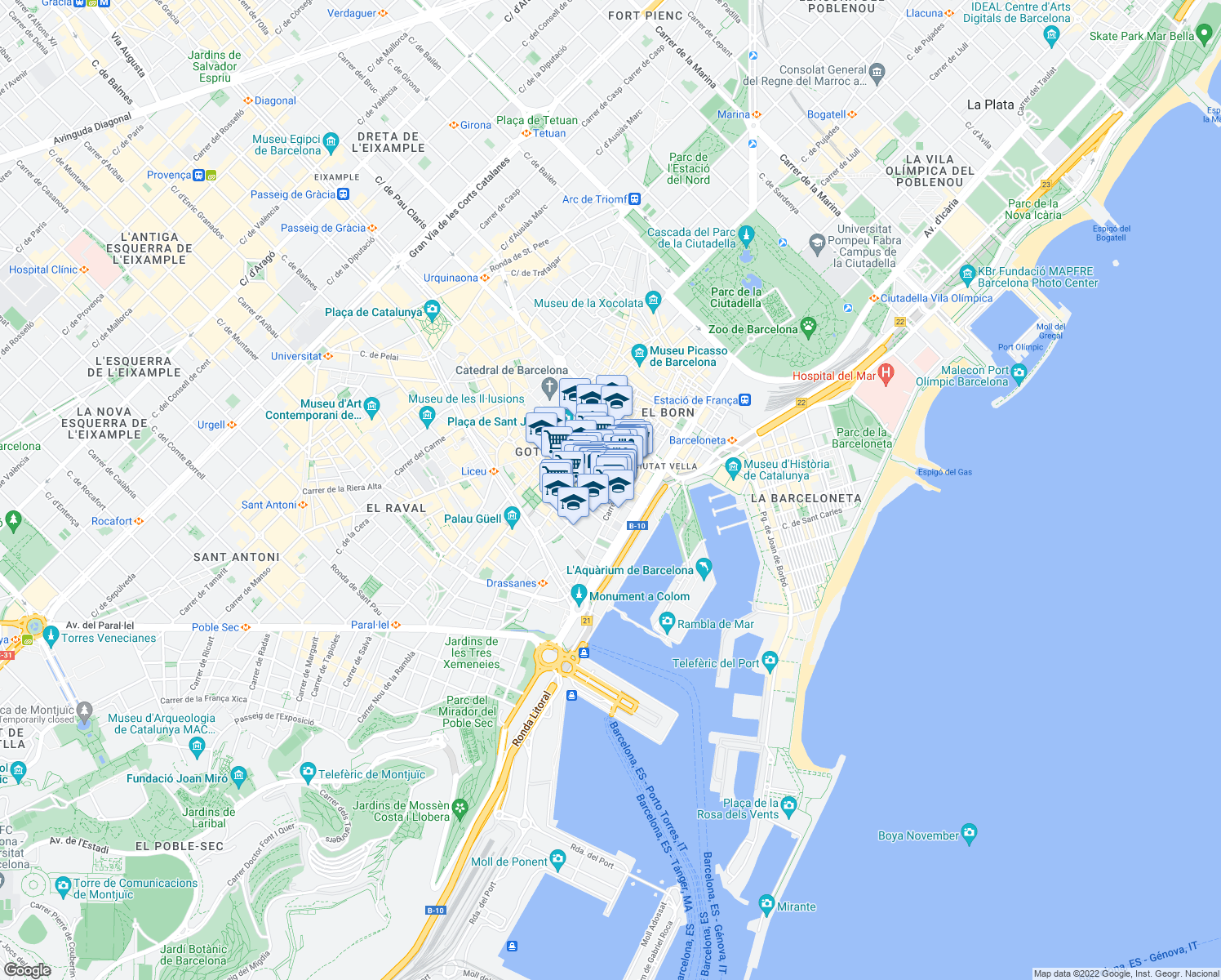 map of restaurants, bars, coffee shops, grocery stores, and more near 4 Carrer d'en Gignàs in Barcelona