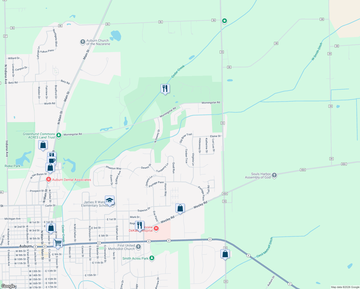 map of restaurants, bars, coffee shops, grocery stores, and more near 1398 Timber Trce in Auburn