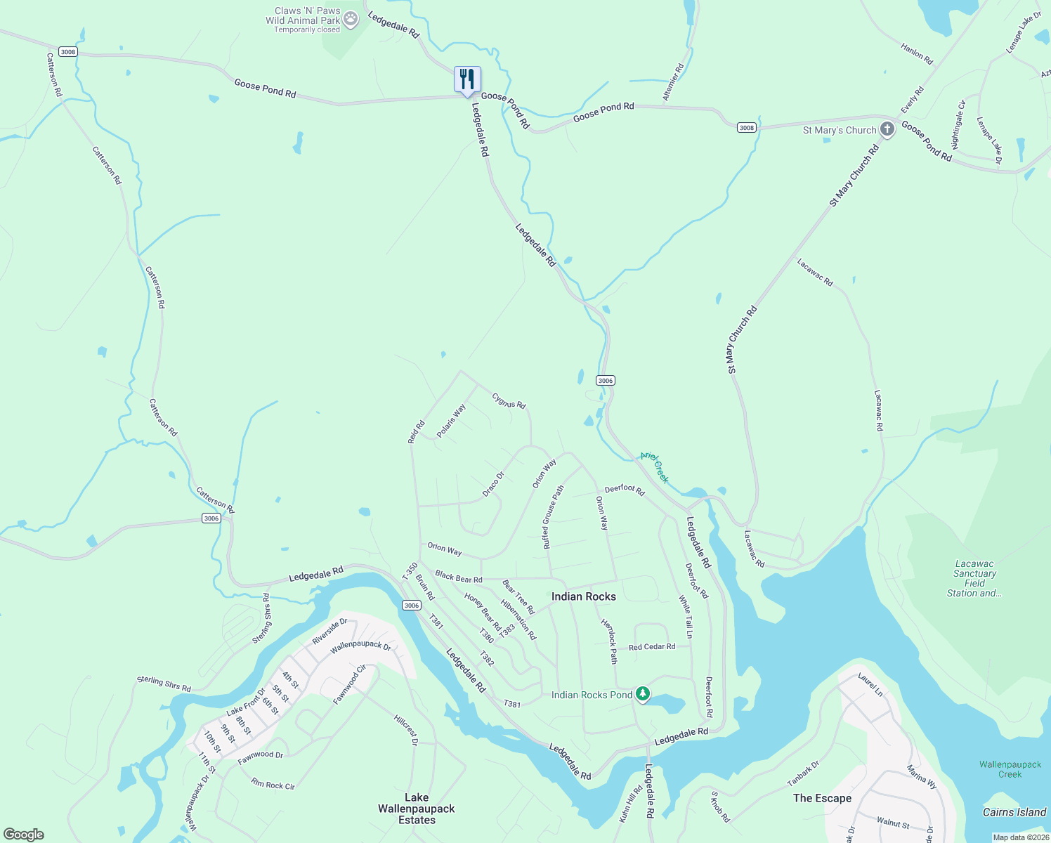map of restaurants, bars, coffee shops, grocery stores, and more near 17 Cygnus Rd in Wayne