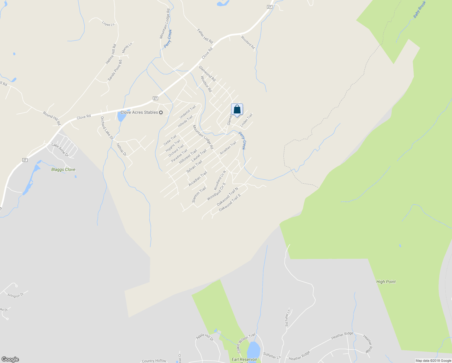 map of restaurants, bars, coffee shops, grocery stores, and more near 11 Woodland Circle South in Monroe