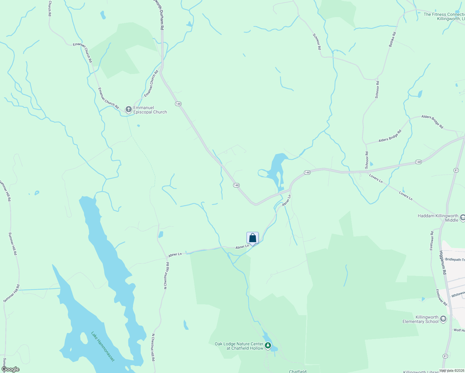 map of restaurants, bars, coffee shops, grocery stores, and more near 402 Connecticut 148 in Killingworth