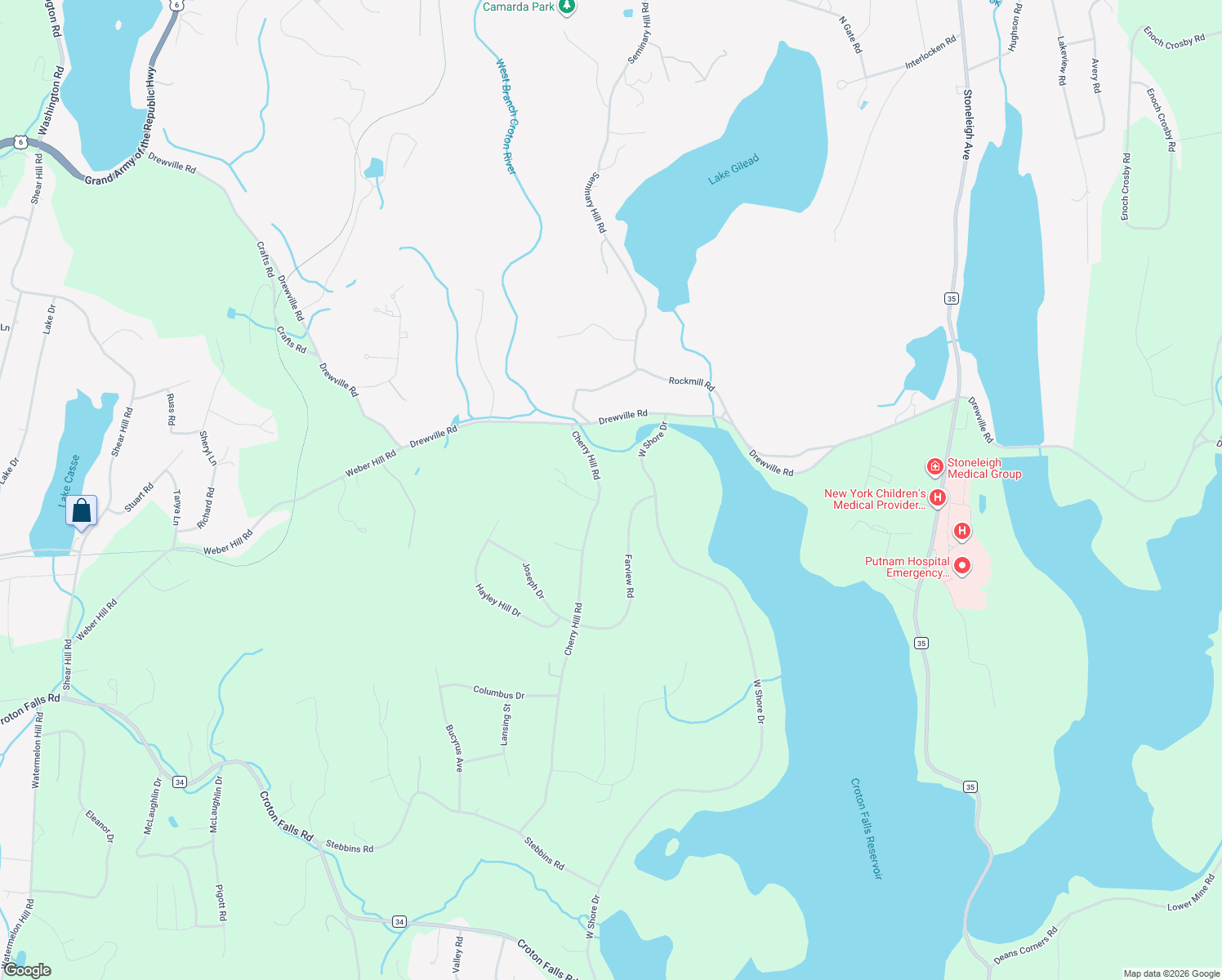map of restaurants, bars, coffee shops, grocery stores, and more near 93 Farview Road in Carmel Hamlet