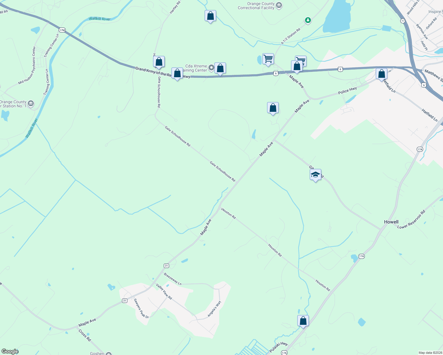 map of restaurants, bars, coffee shops, grocery stores, and more near 140 Gate Schoolhouse Road in New Hampton