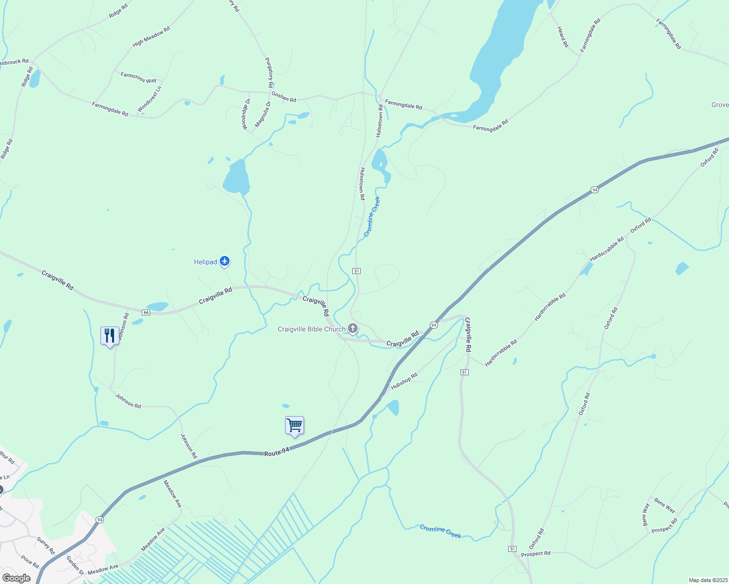 map of restaurants, bars, coffee shops, grocery stores, and more near 28 Hulsetown Road in Chester