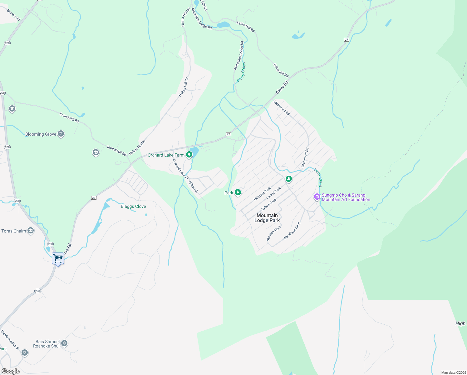map of restaurants, bars, coffee shops, grocery stores, and more near 47 Cedar Trail in Monroe