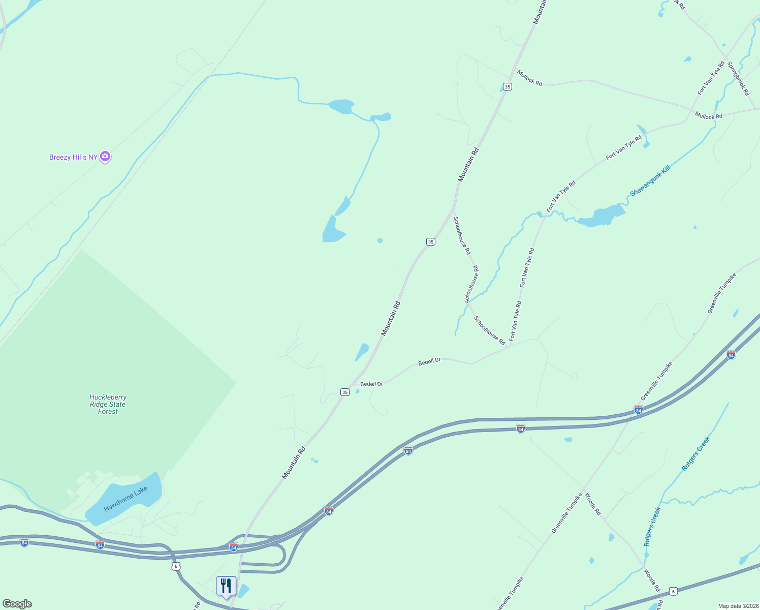 map of restaurants, bars, coffee shops, grocery stores, and more near 963 Mountain Road in Port Jervis