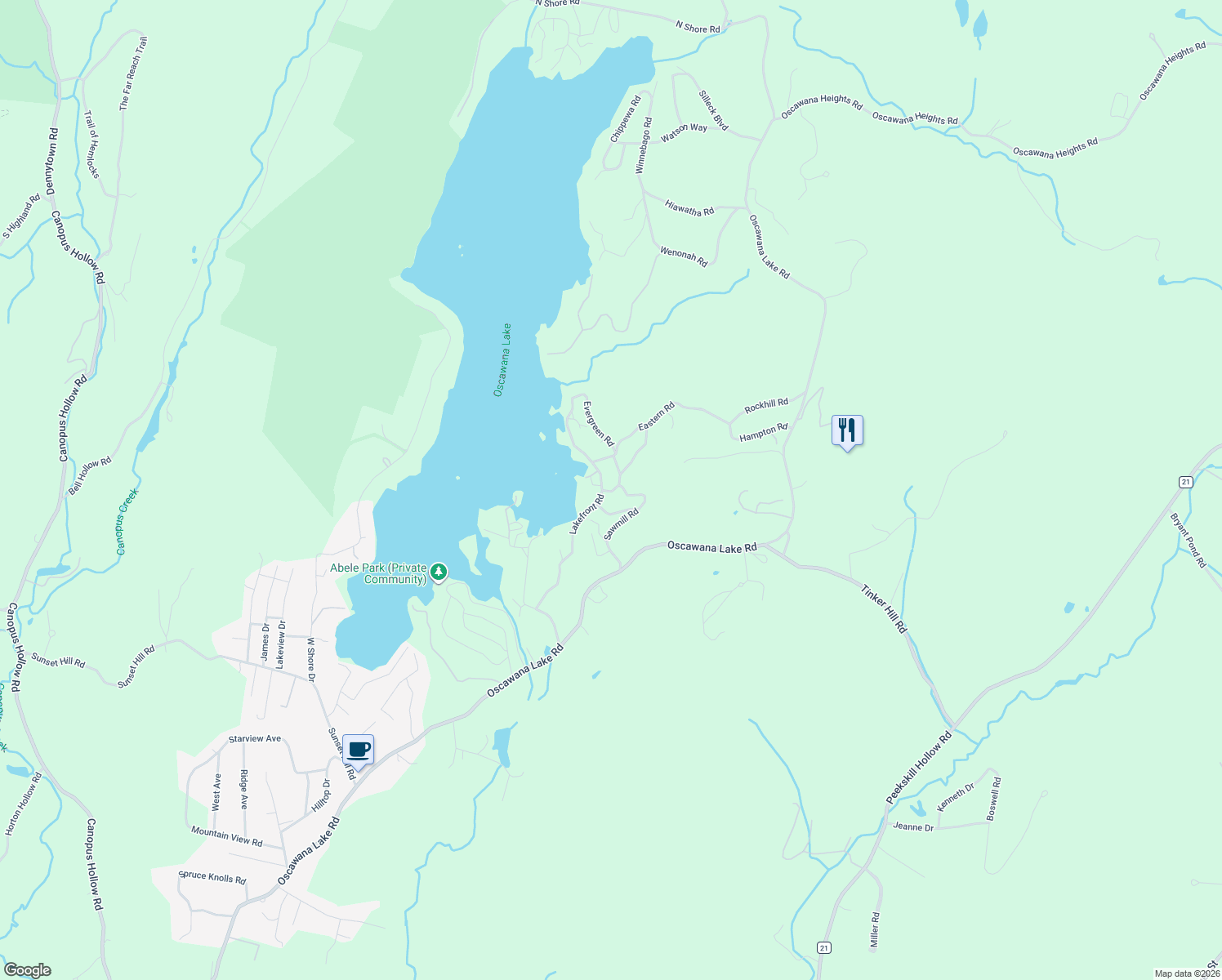 map of restaurants, bars, coffee shops, grocery stores, and more near 37 Sawmill Road in Putnam Valley