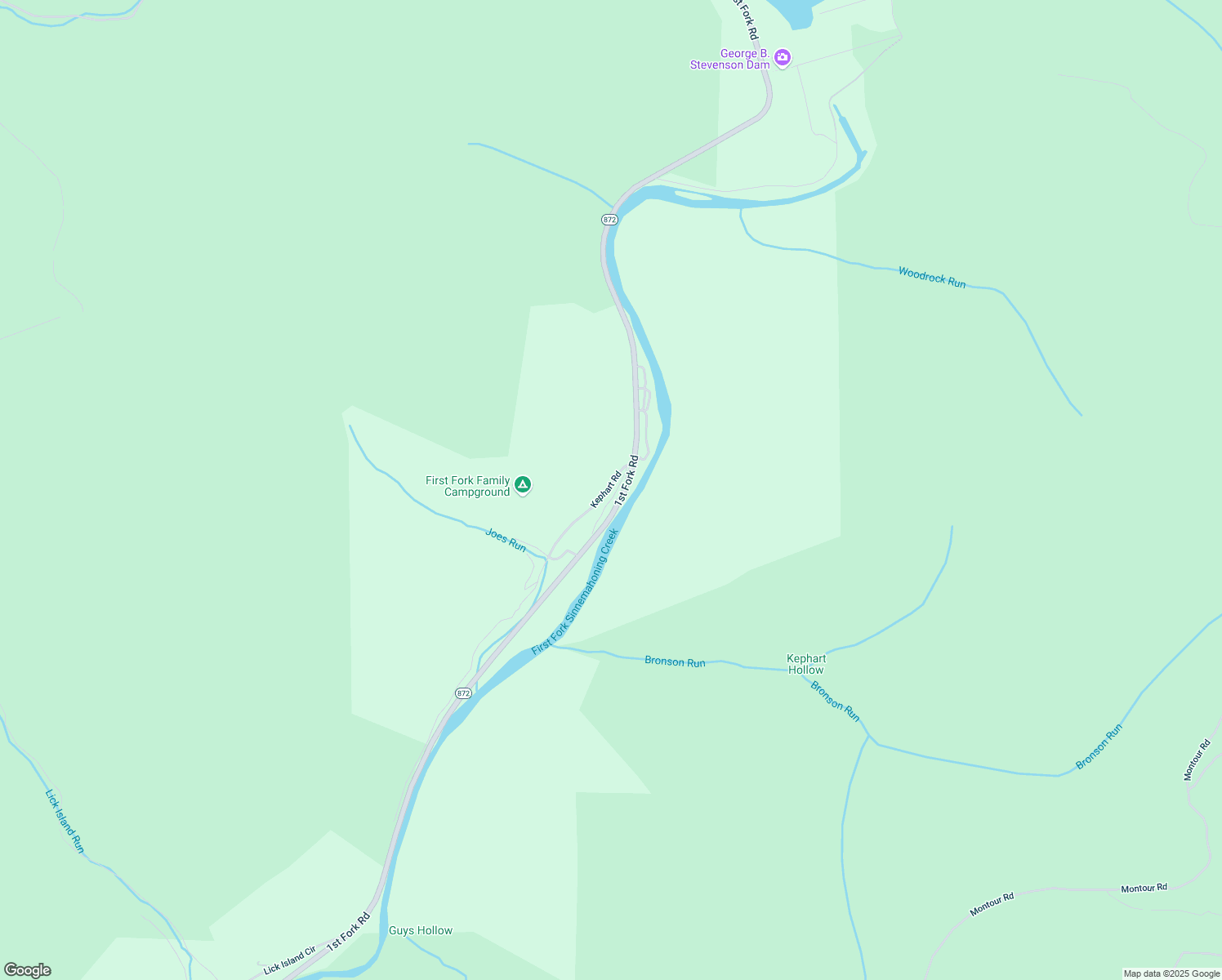 map of restaurants, bars, coffee shops, grocery stores, and more near 177 Teds Lane in Sinnamahoning