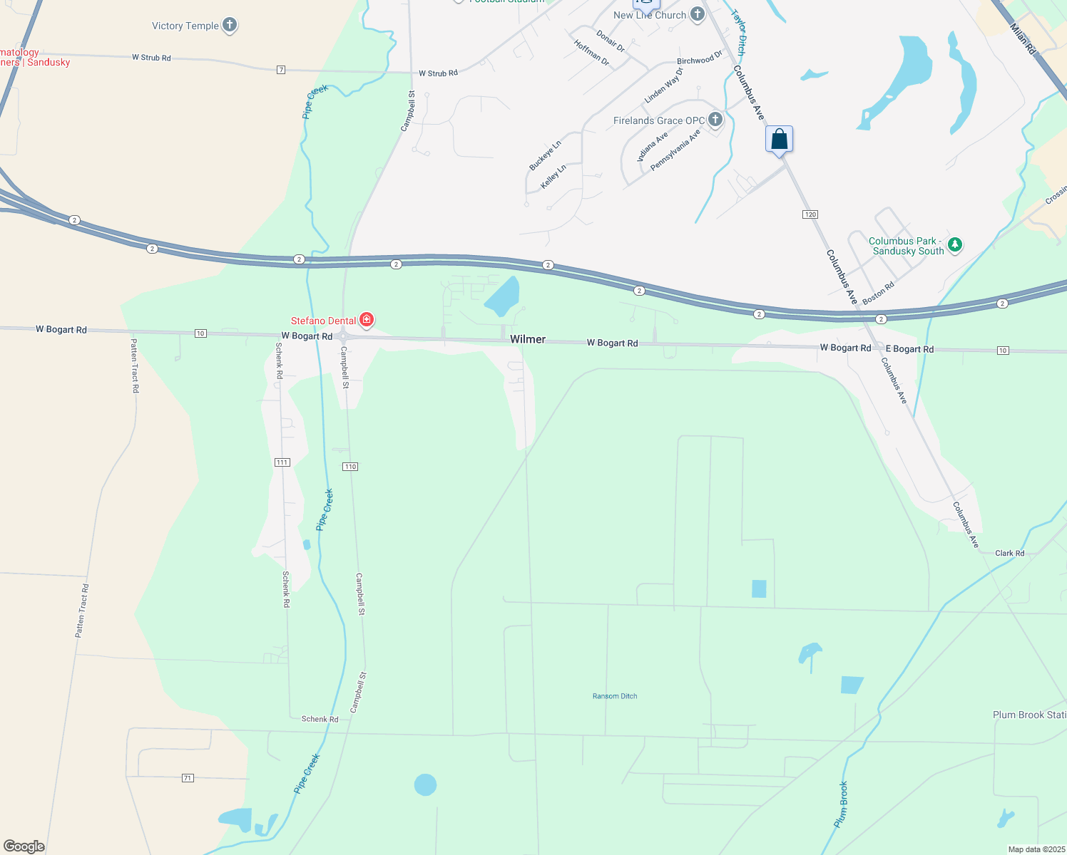 map of restaurants, bars, coffee shops, grocery stores, and more near 5220 Ransom Road in Sandusky