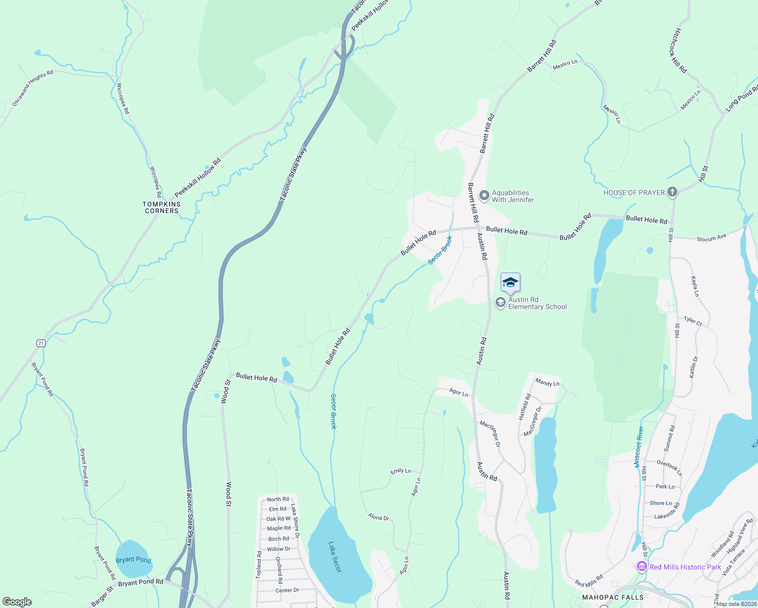 map of restaurants, bars, coffee shops, grocery stores, and more near 29 Country Knolls Lane in Mahopac