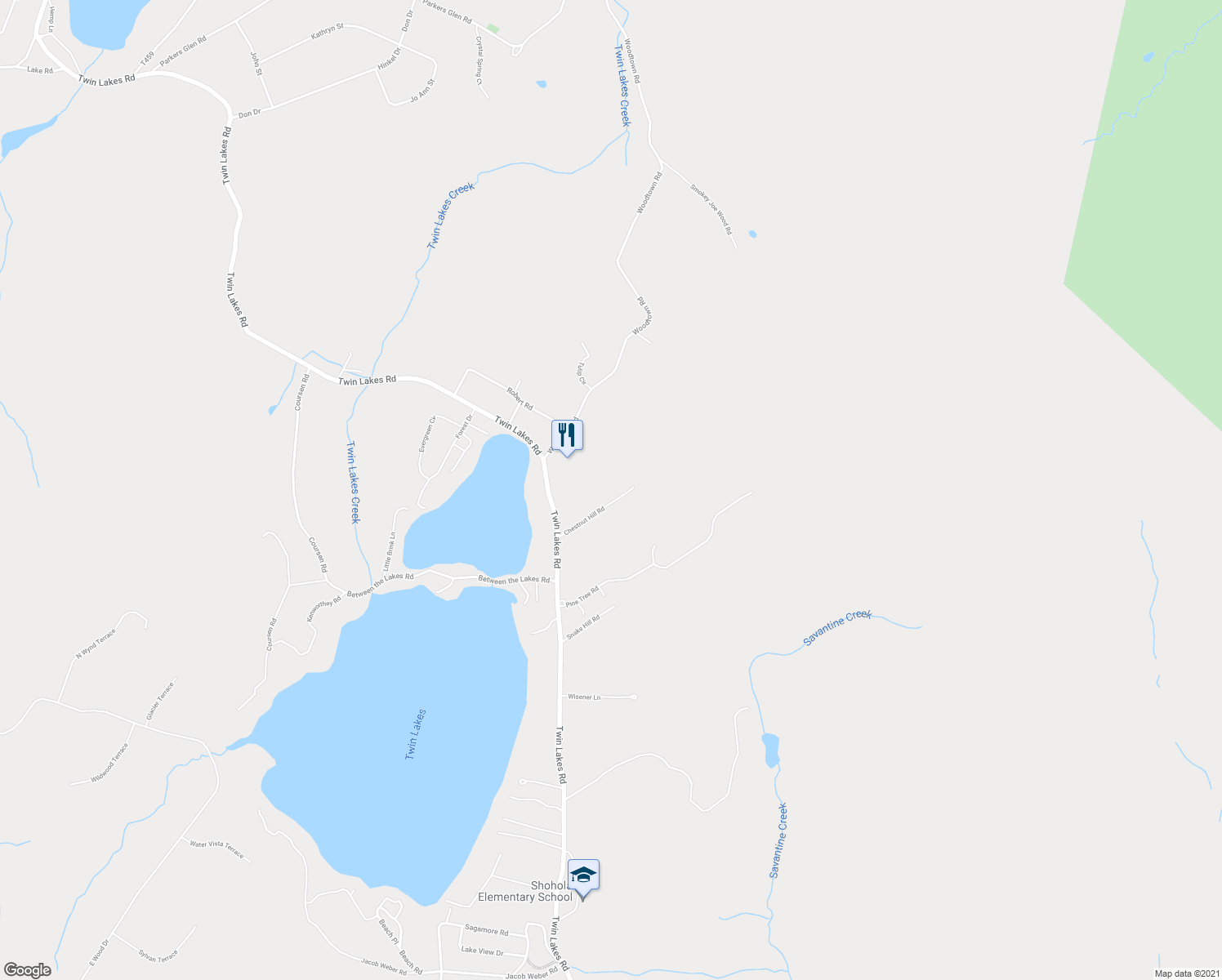 map of restaurants, bars, coffee shops, grocery stores, and more near 110 Chestnut Hill Road in Shohola