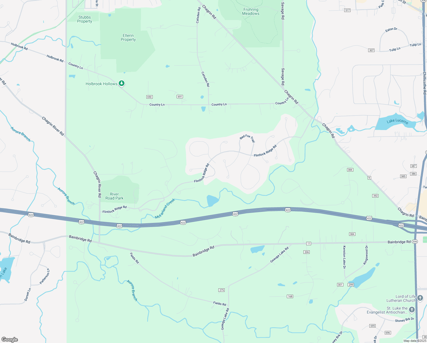 map of restaurants, bars, coffee shops, grocery stores, and more near 17415 Beech Grove Trail in Chagrin Falls