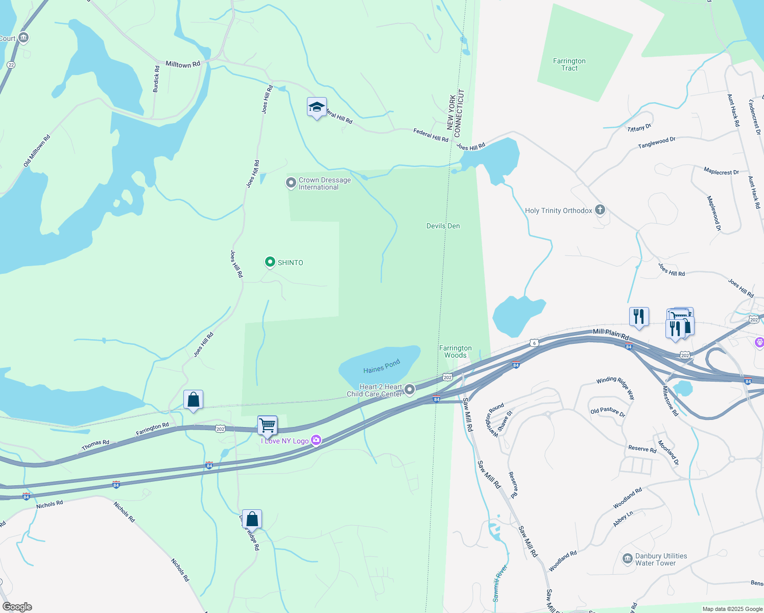 map of restaurants, bars, coffee shops, grocery stores, and more near 32 Reynwood Dr in Brewster
