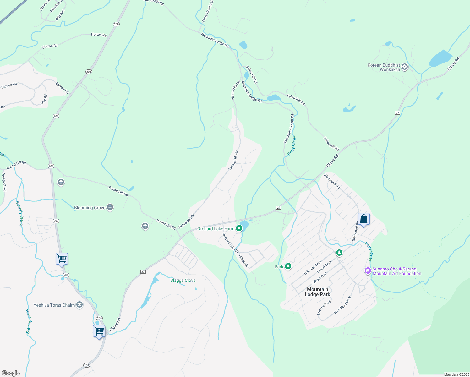 map of restaurants, bars, coffee shops, grocery stores, and more near 24 Sands Point Road in Washingtonville