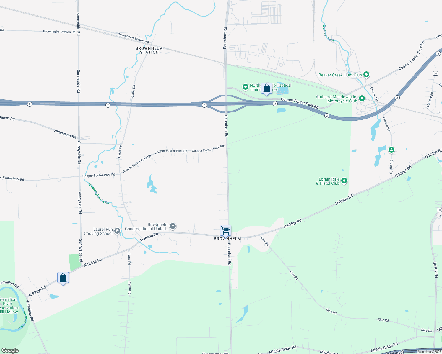 map of restaurants, bars, coffee shops, grocery stores, and more near 1990 Baumhart Road in Vermilion