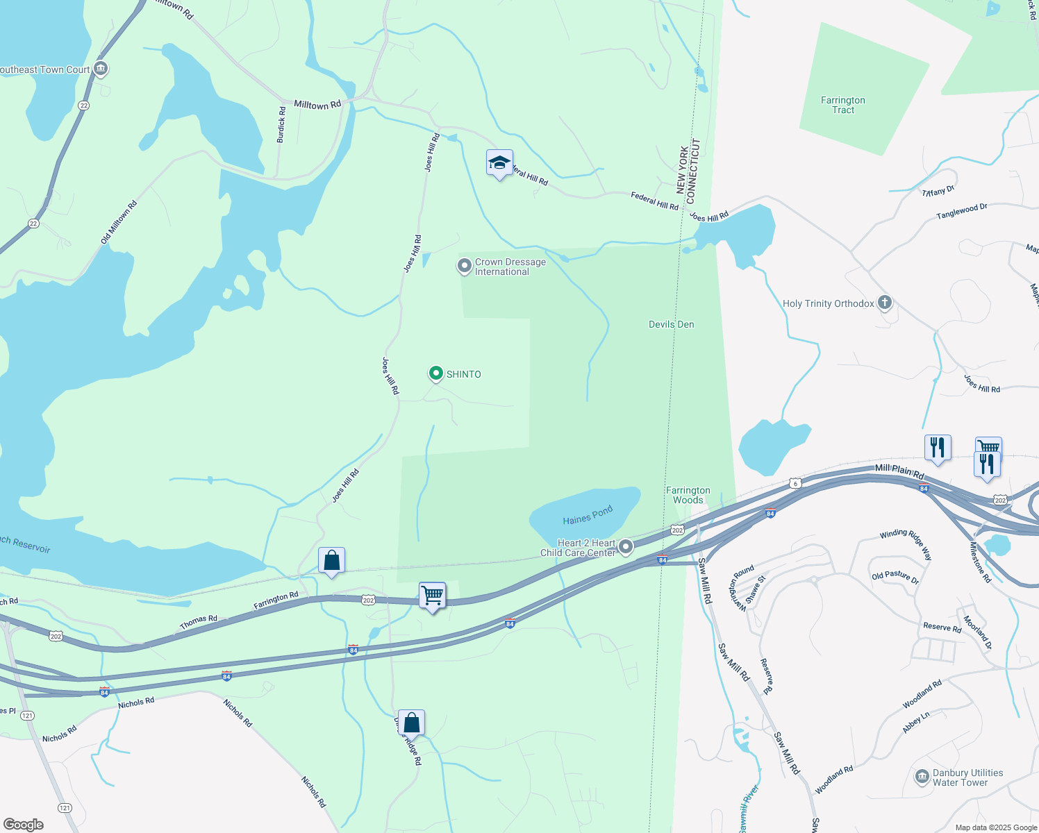 map of restaurants, bars, coffee shops, grocery stores, and more near 32 Reynwood Drive in Brewster