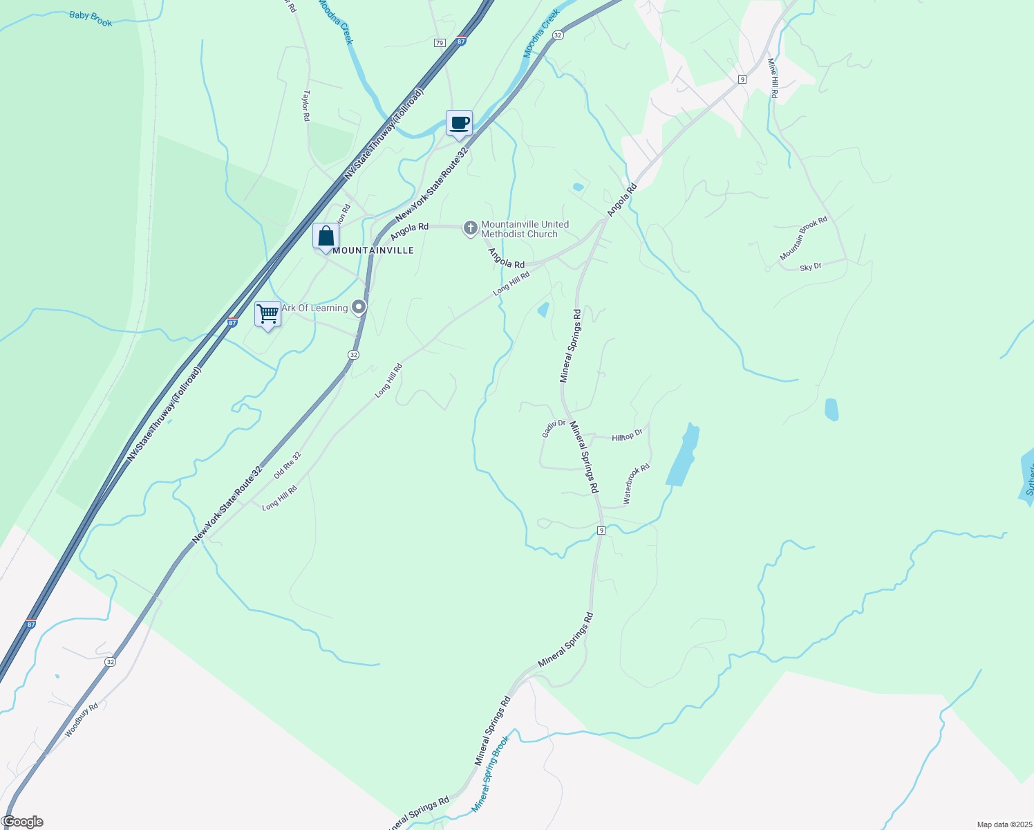 map of restaurants, bars, coffee shops, grocery stores, and more near 16 Calico Lane in Mountainville