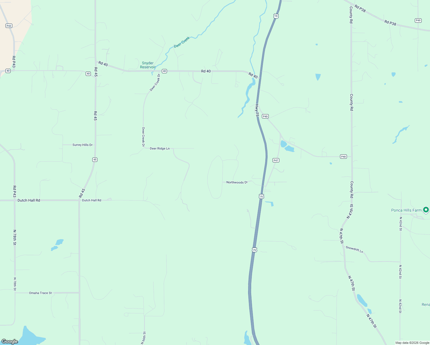 map of restaurants, bars, coffee shops, grocery stores, and more near 1223 Lynnwood Lane in Omaha