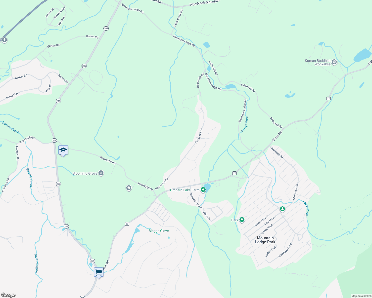 map of restaurants, bars, coffee shops, grocery stores, and more near 49 Helms Hill Road in Washingtonville
