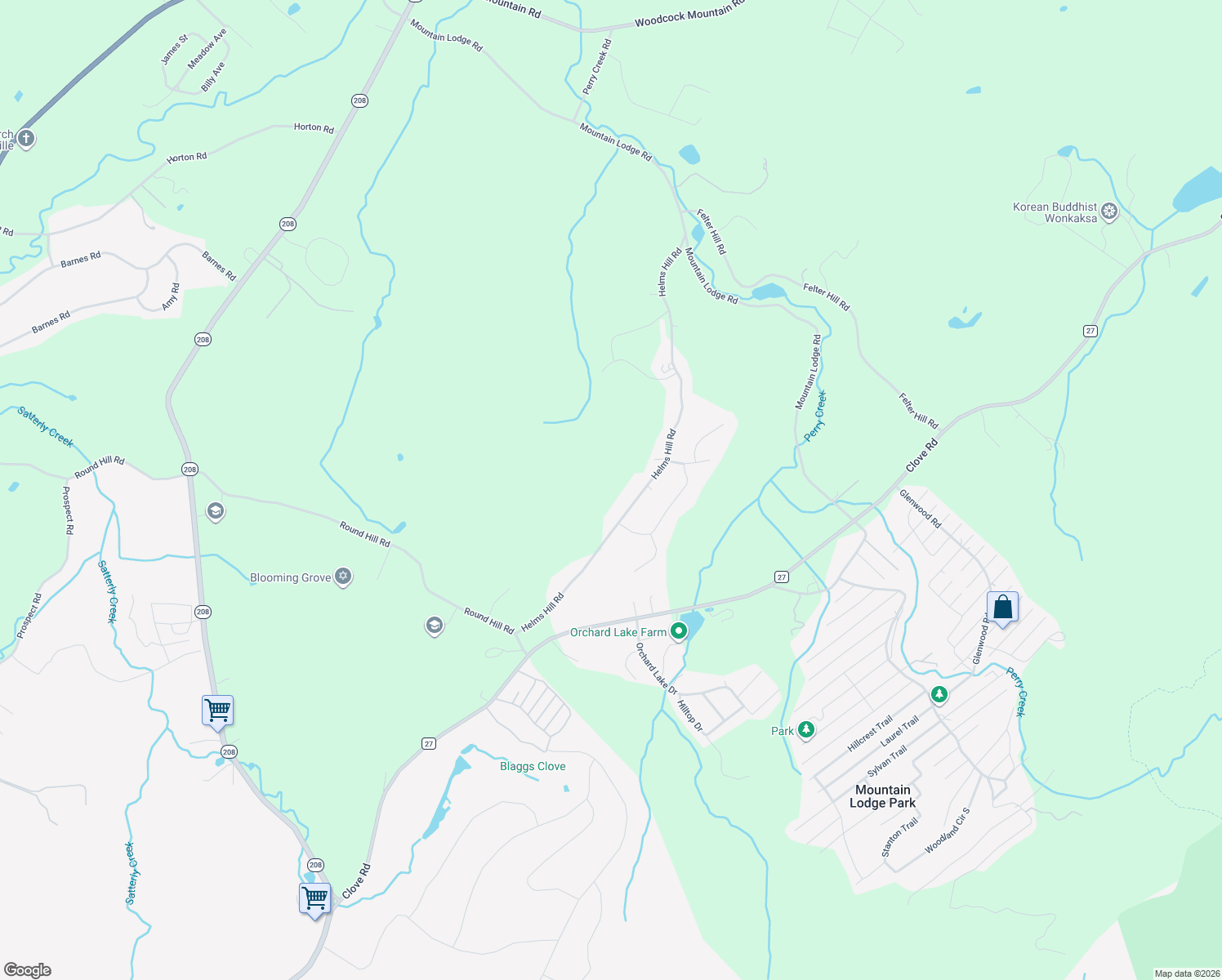 map of restaurants, bars, coffee shops, grocery stores, and more near 49 Helms Hill Road in Washingtonville