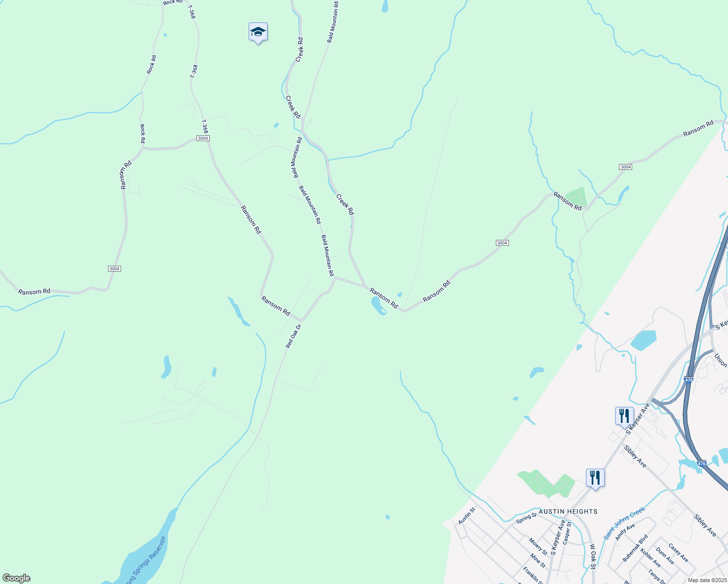 map of restaurants, bars, coffee shops, grocery stores, and more near 2301 Ransom Road in Clarks Summit