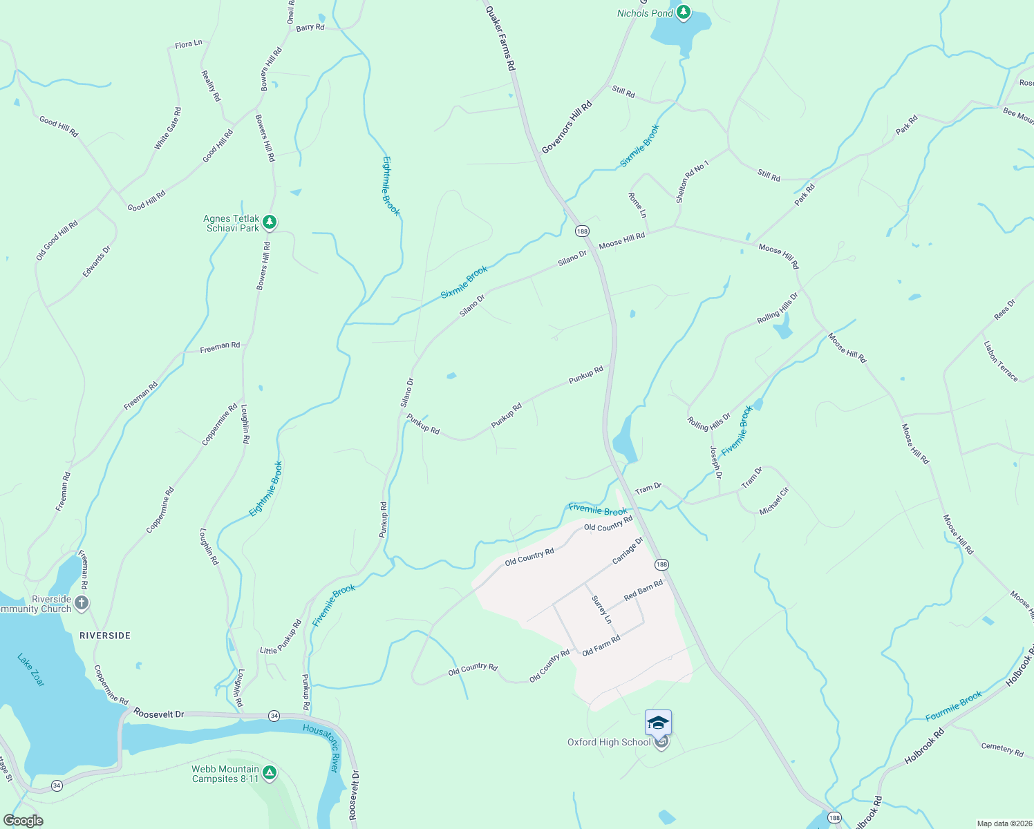 map of restaurants, bars, coffee shops, grocery stores, and more near 35 Punkup Road in Oxford