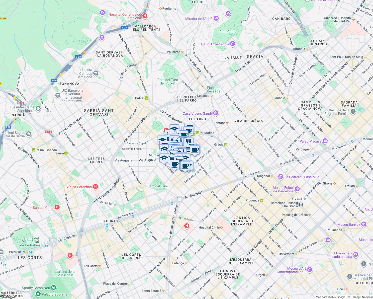 map of restaurants, bars, coffee shops, grocery stores, and more near in 