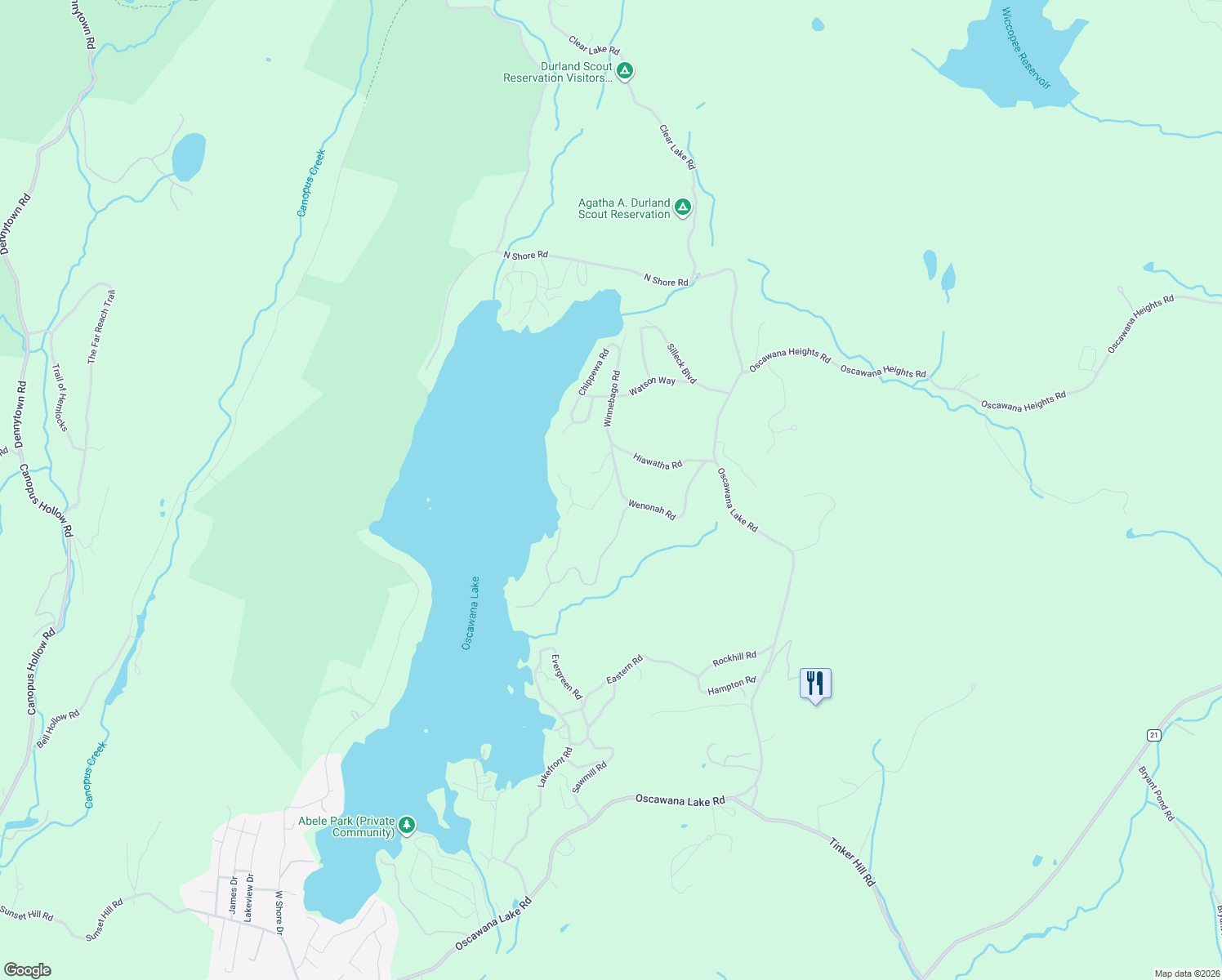 map of restaurants, bars, coffee shops, grocery stores, and more near 82 Wenonah Road in Putnam Valley