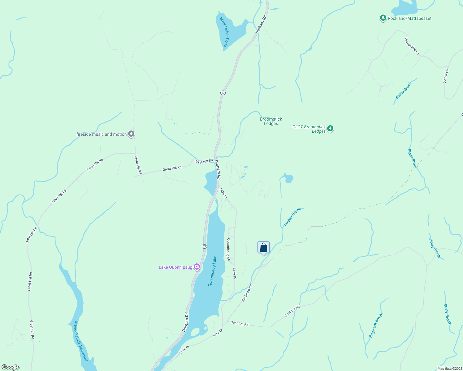 map of restaurants, bars, coffee shops, grocery stores, and more near 5Z Wauwinet Court in Guilford