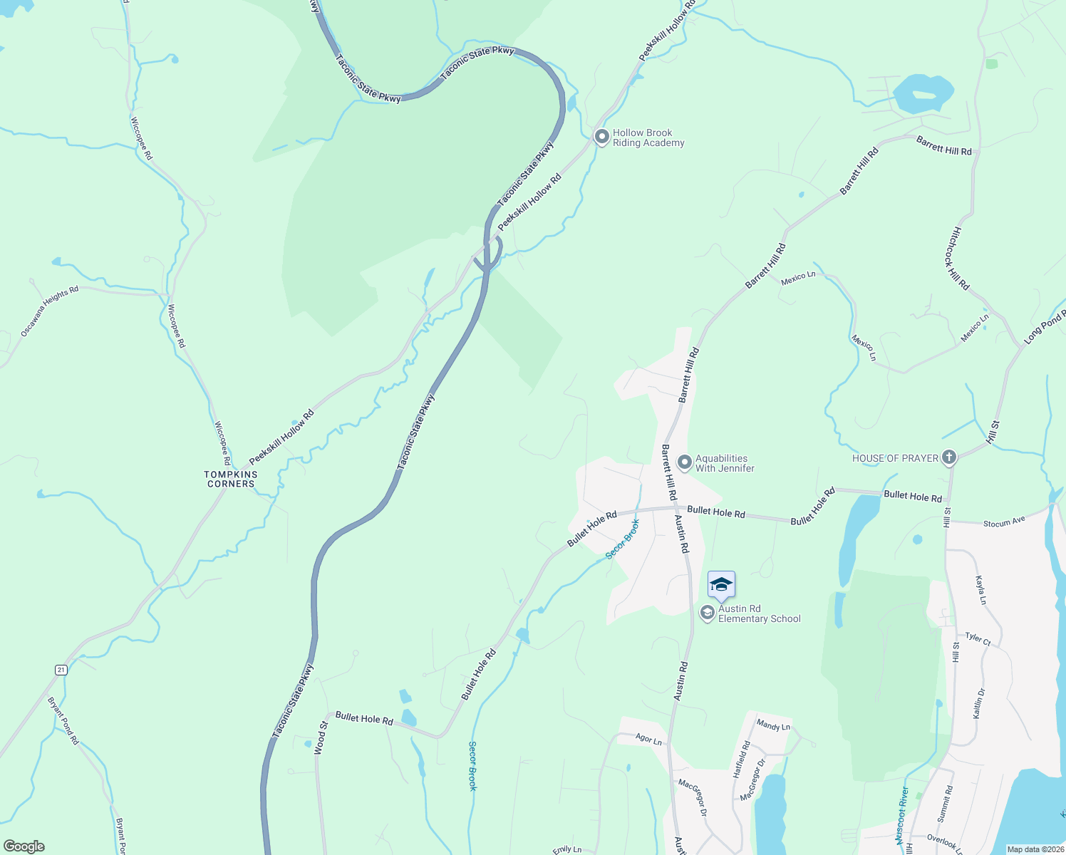 map of restaurants, bars, coffee shops, grocery stores, and more near 64 Hillside View Road in Mahopac