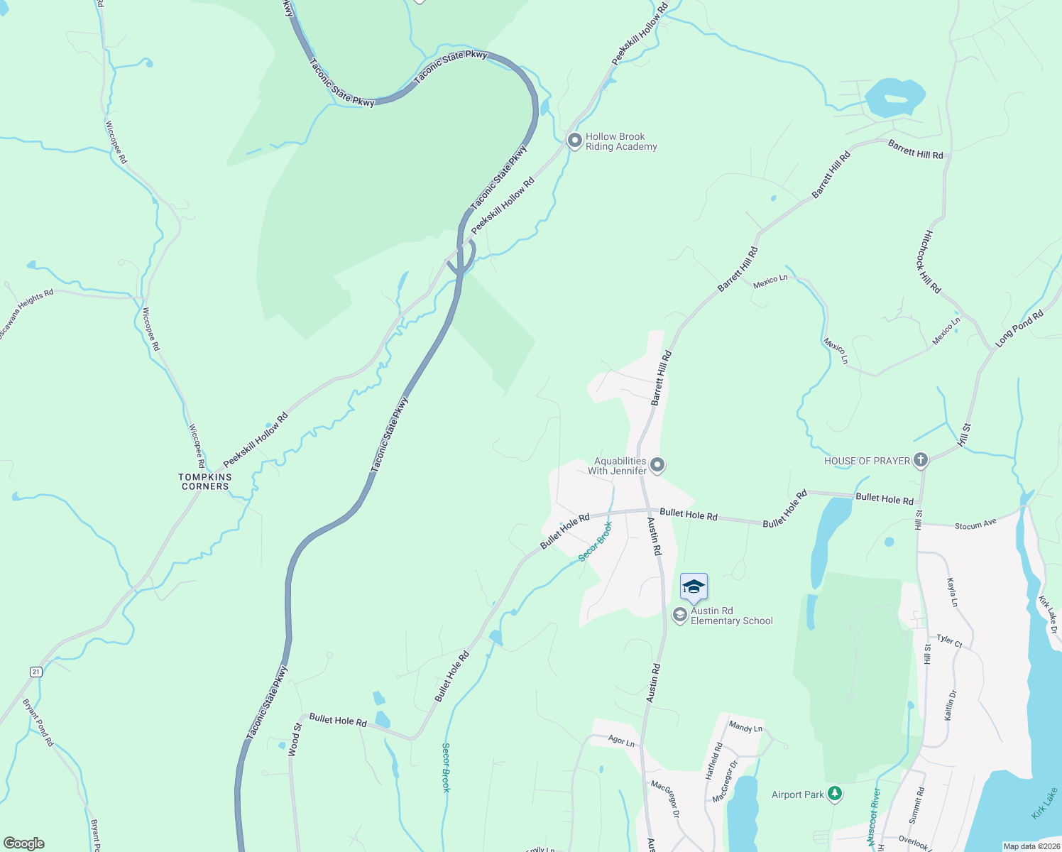 map of restaurants, bars, coffee shops, grocery stores, and more near 18 Hillside View Road in Mahopac