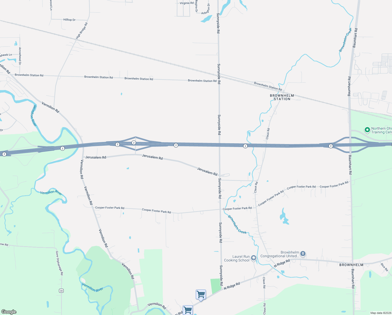 map of restaurants, bars, coffee shops, grocery stores, and more near 3170 Jerusalem Road in Vermilion