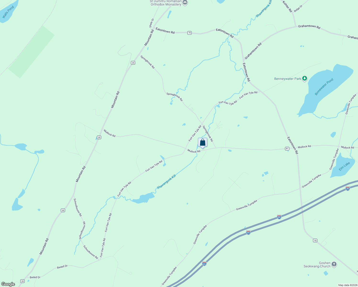 map of restaurants, bars, coffee shops, grocery stores, and more near 640 Mullock Road in Port Jervis
