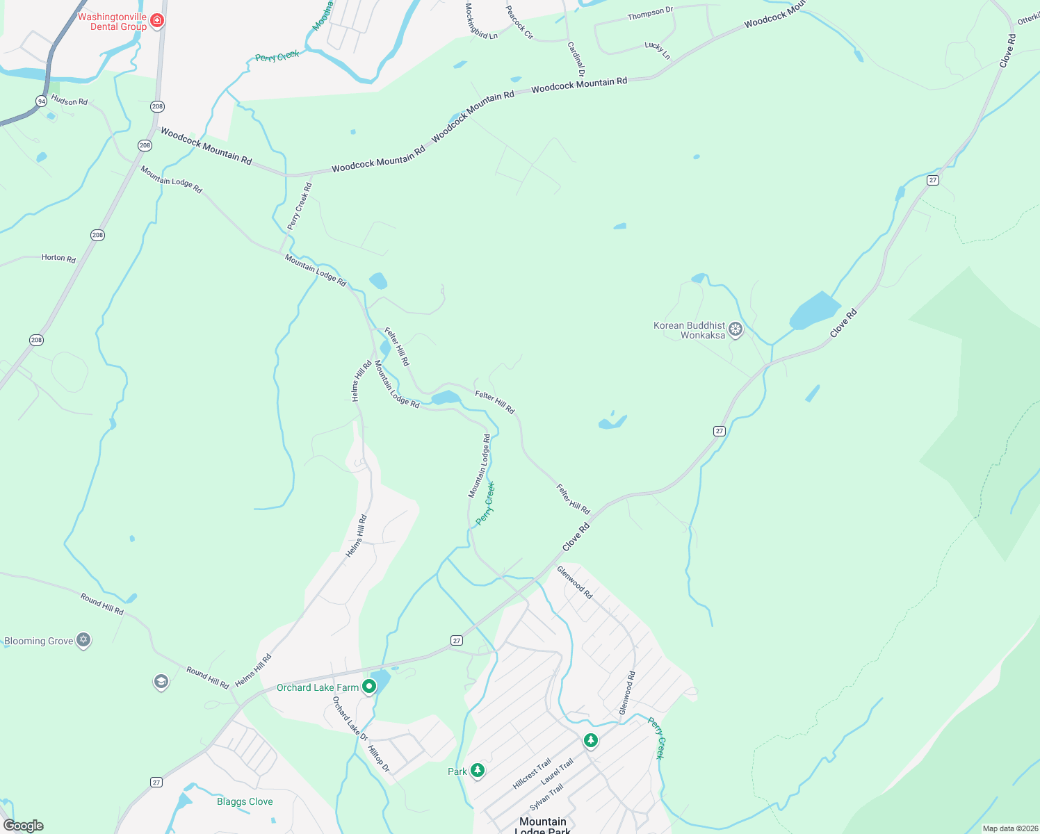 map of restaurants, bars, coffee shops, grocery stores, and more near 54 Felter Hill Road in Monroe