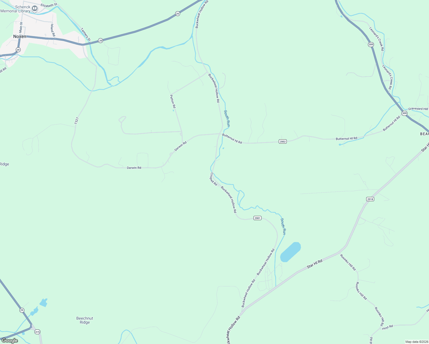 map of restaurants, bars, coffee shops, grocery stores, and more near 1000 Buckwheat Hollow Road in Noxen