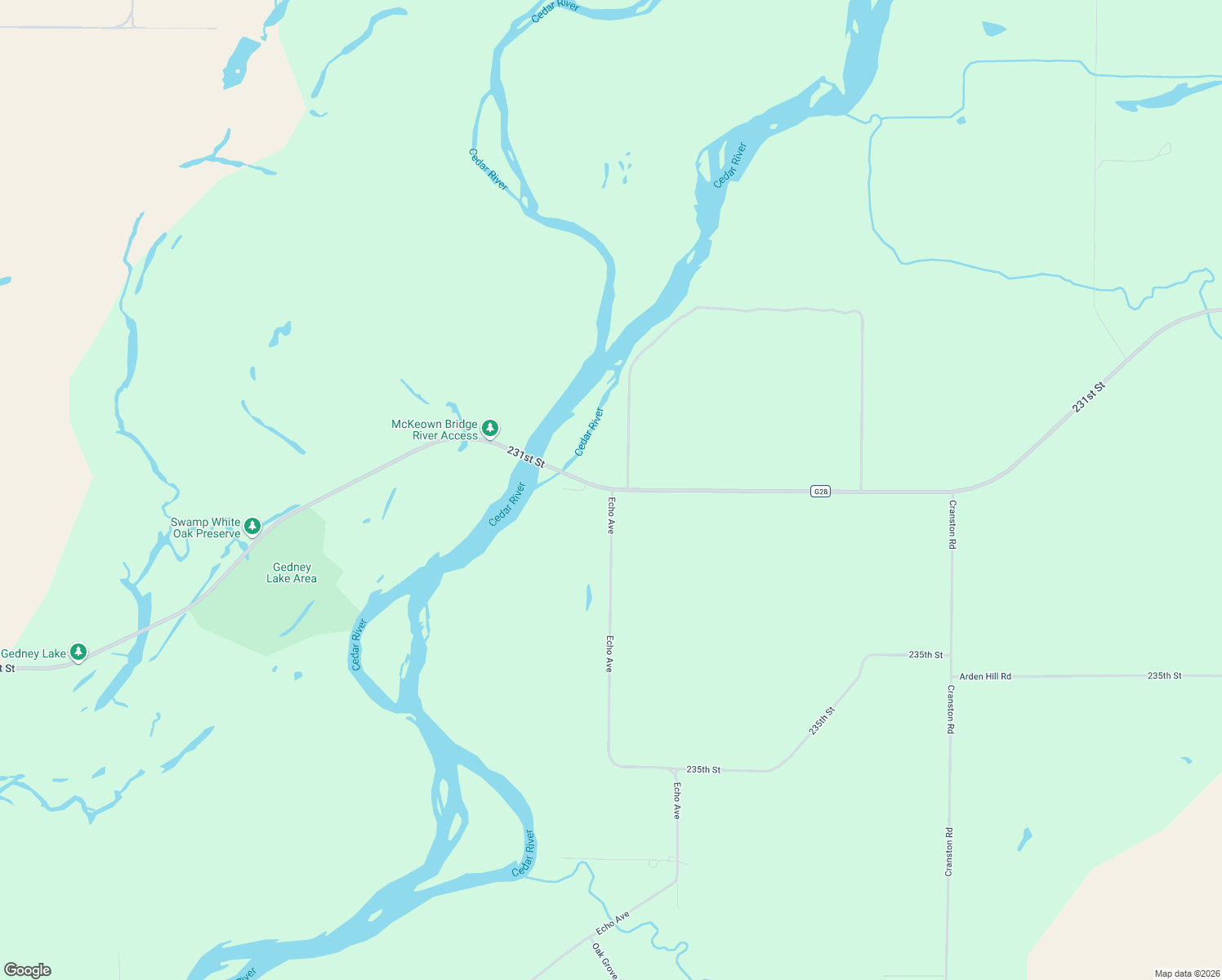 map of restaurants, bars, coffee shops, grocery stores, and more near 1508 231st Street in Letts