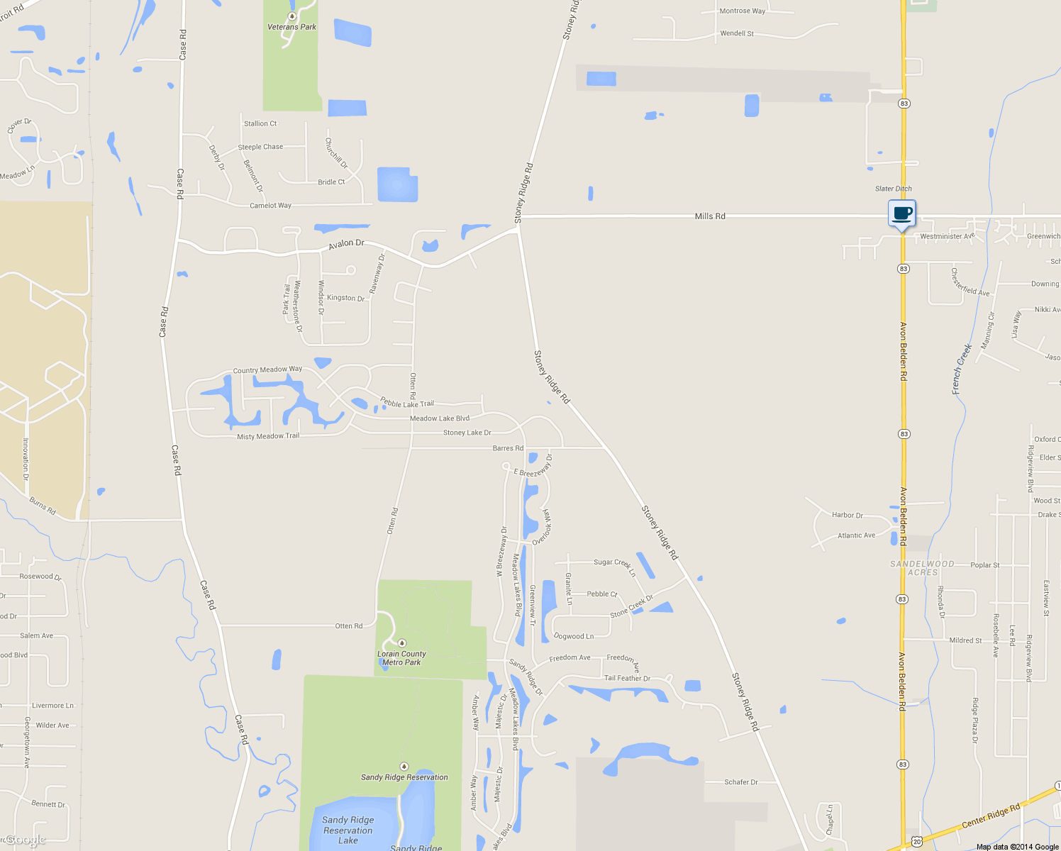 map of restaurants, bars, coffee shops, grocery stores, and more near 37691 Stoney Lake Dr in North Ridgeville
