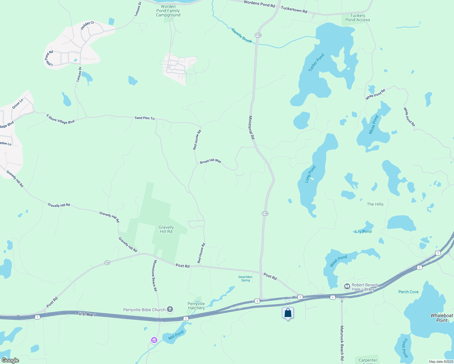 map of restaurants, bars, coffee shops, grocery stores, and more near 41 Red Oak Way in South Kingstown