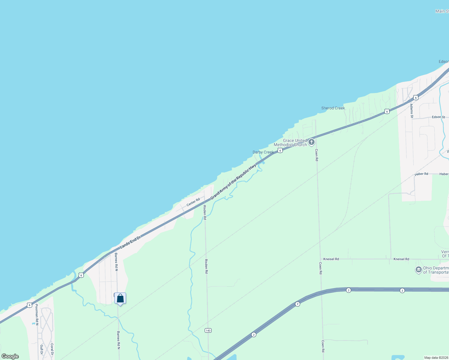 map of restaurants, bars, coffee shops, grocery stores, and more near 12609 West Lake Road in Vermilion