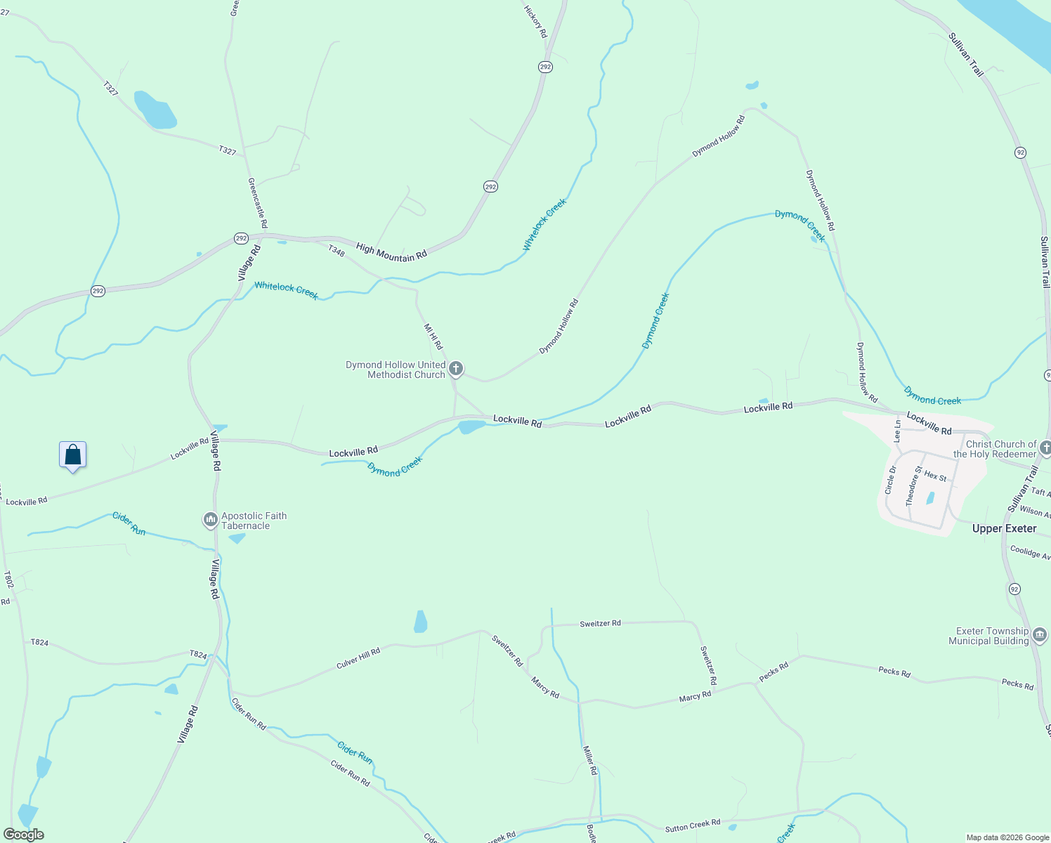 map of restaurants, bars, coffee shops, grocery stores, and more near Lockville Road in Pittston