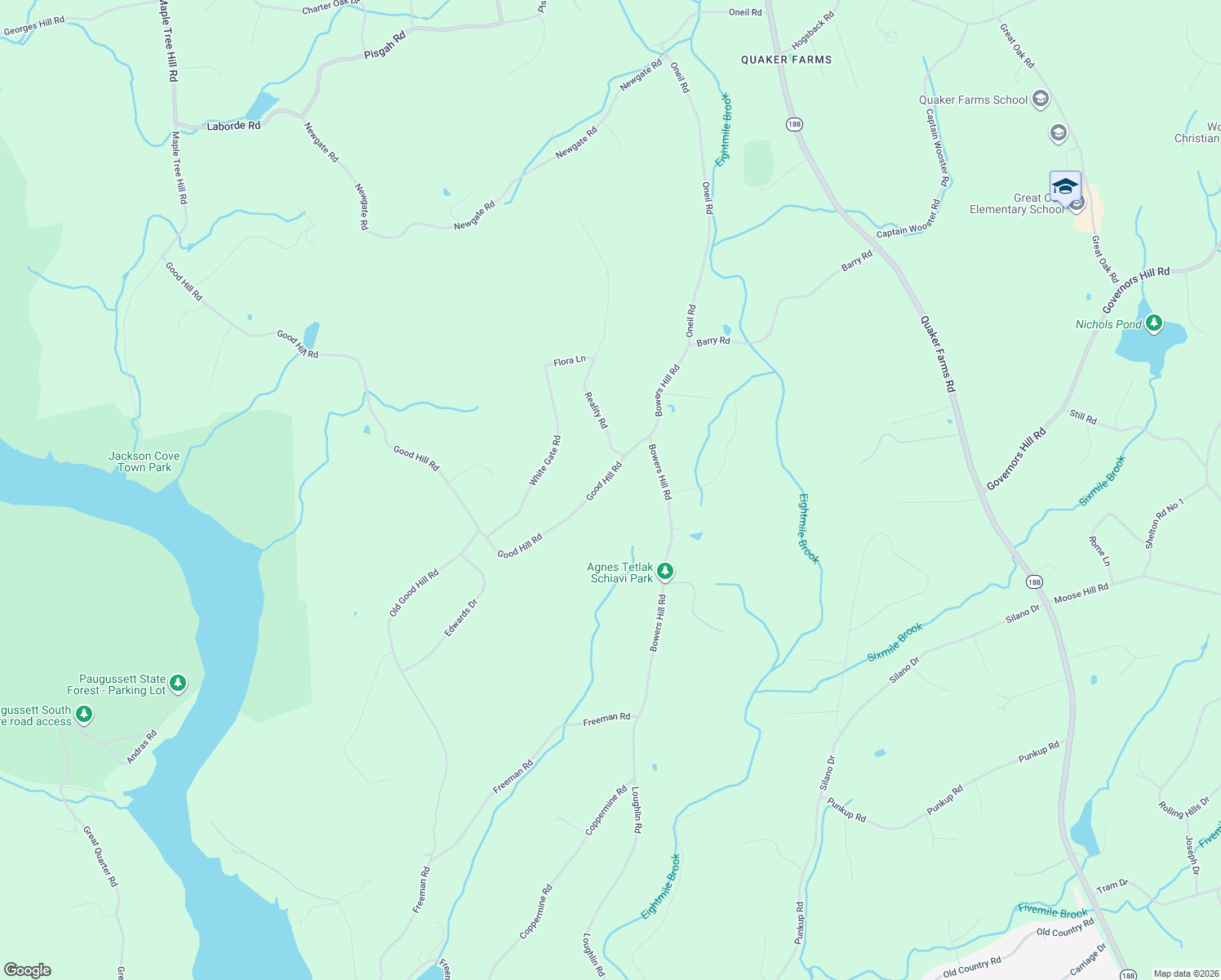 map of restaurants, bars, coffee shops, grocery stores, and more near 19 Good Hill Road in Oxford