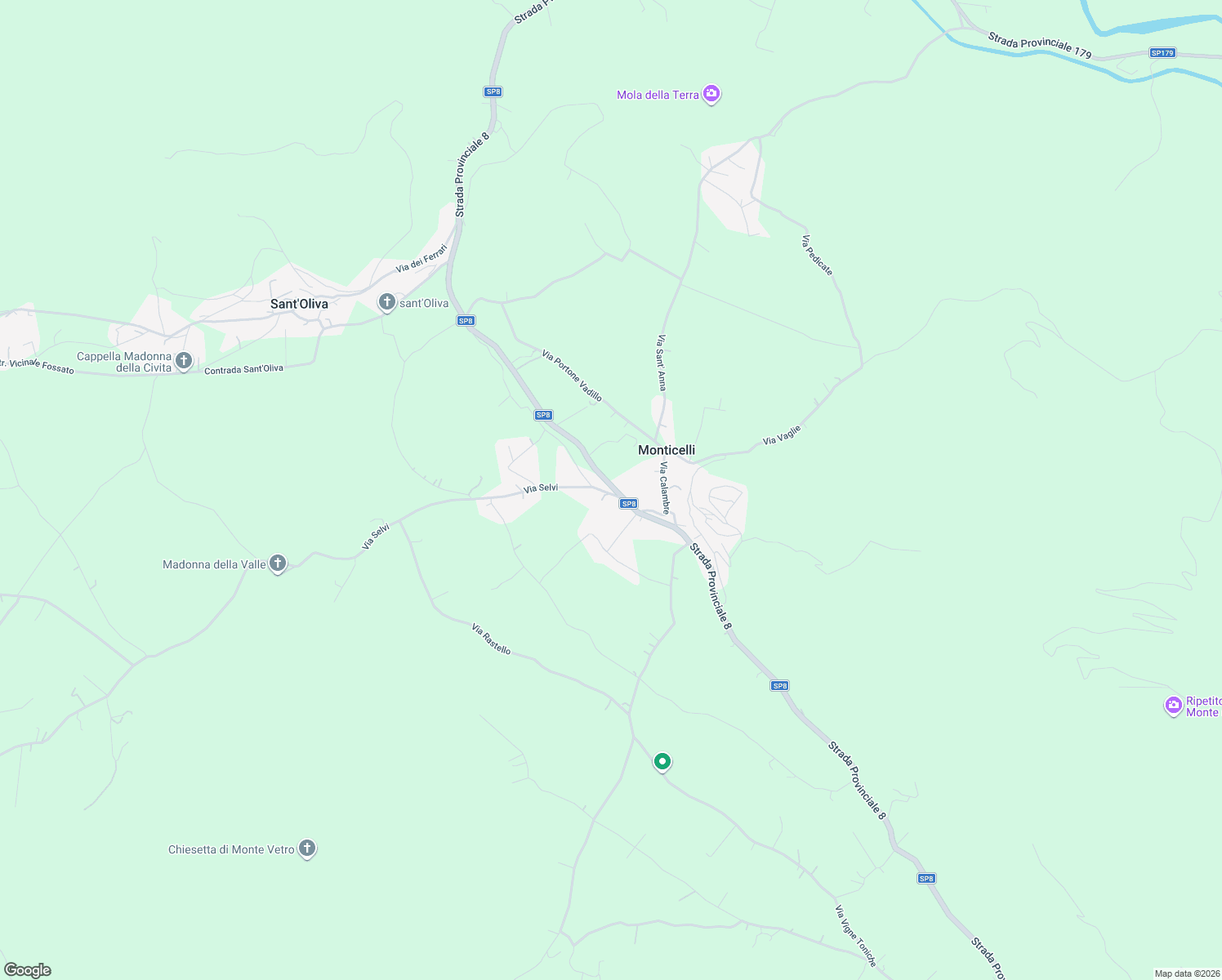 map of restaurants, bars, coffee shops, grocery stores, and more near 2 Via Selvi in Monticelli